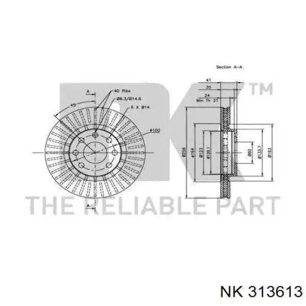 313613 NK freno de disco delantero