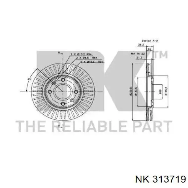 313719 NK freno de disco delantero