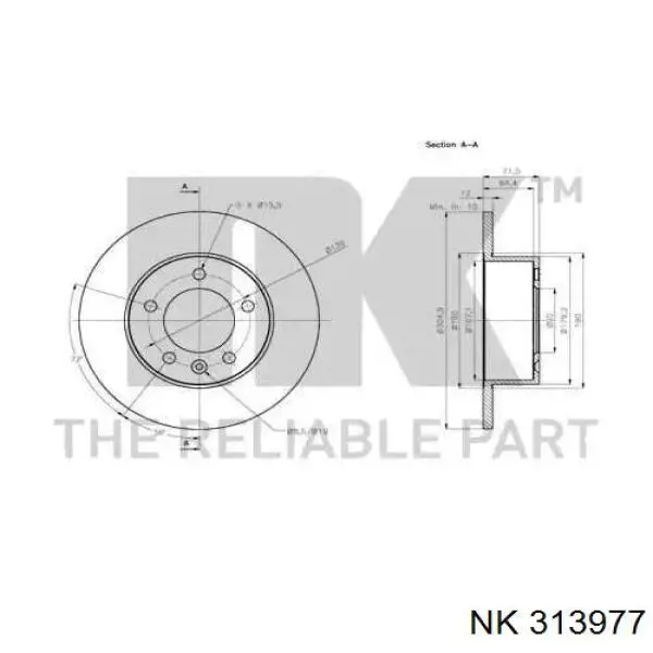 313977 NK disco de freno trasero