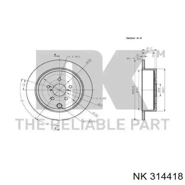 314418 NK disco de freno trasero