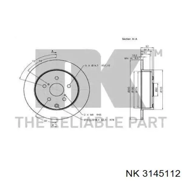 3145112 NK disco de freno trasero