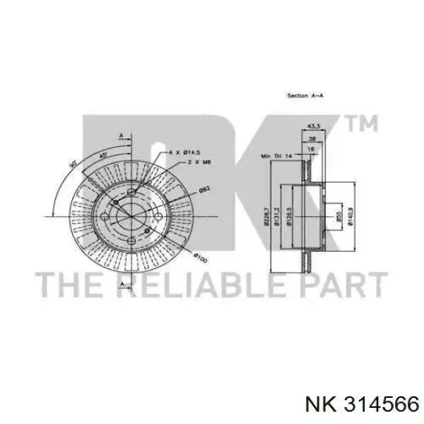 314566 NK freno de disco delantero