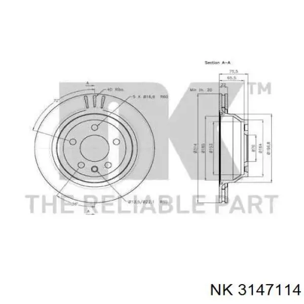 3147114 NK disco de freno trasero