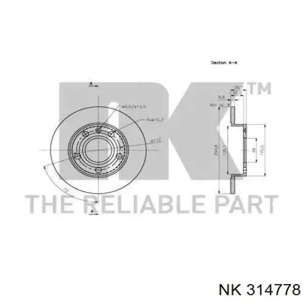 314778 NK disco de freno trasero