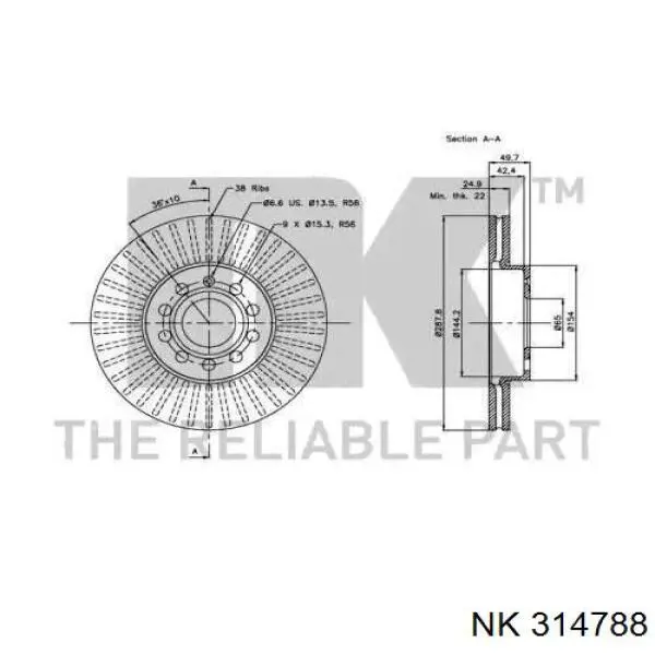 314788 NK freno de disco delantero