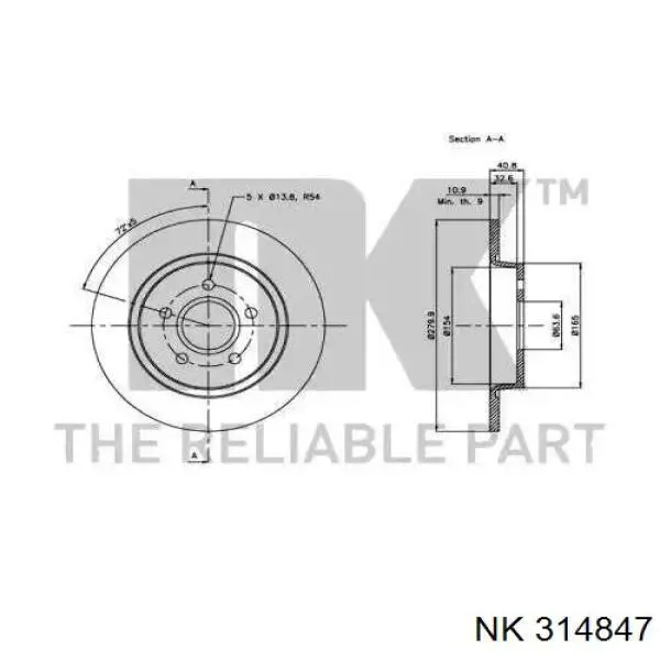 Disco de freno trasero Volvo V40 525, 526
