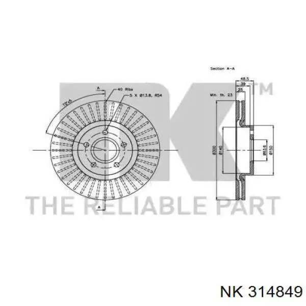 Freno de disco delantero Volvo V40 525, 526