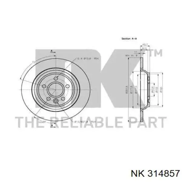 314857 NK disco de freno trasero