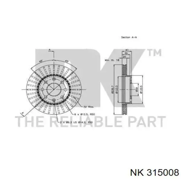 315008 NK freno de disco delantero