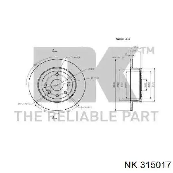 315017 NK disco de freno trasero