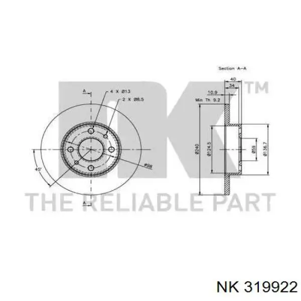 Disco de freno trasero Alfa Romeo 146 930
