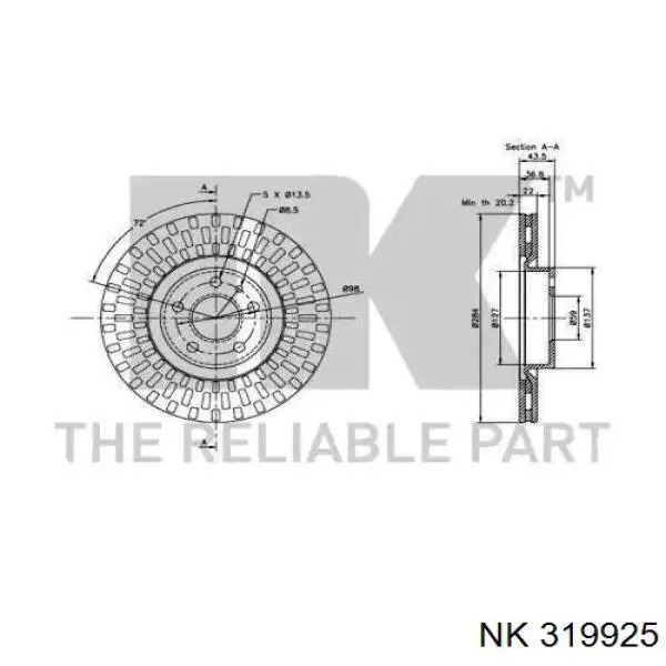 Freno de disco delantero Alfa Romeo 147 937