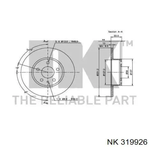 Disco de freno trasero Alfa Romeo 147 937