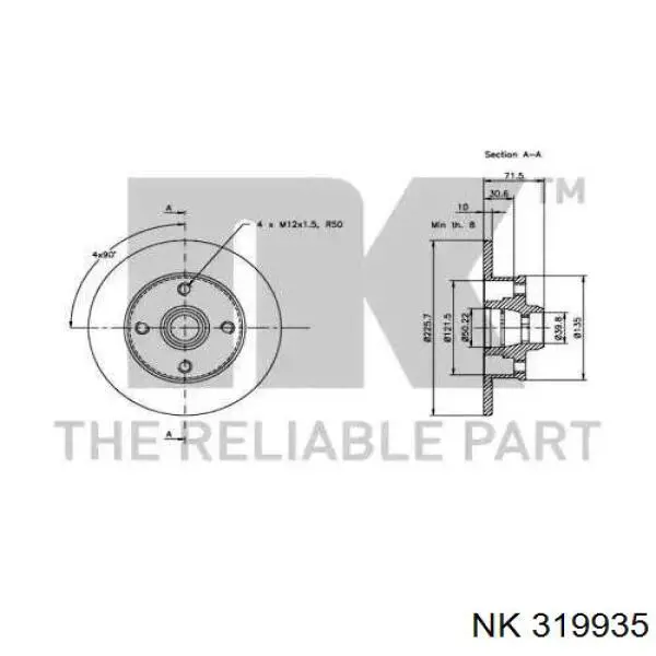 319935 NK disco de freno trasero
