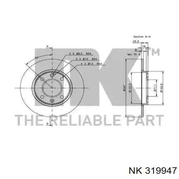 Disco de freno trasero Peugeot 206 2A/C