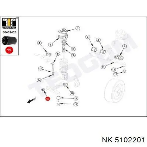 Silentblock de brazo de suspensión NK 5102201 precio, desde 5,29 EUR