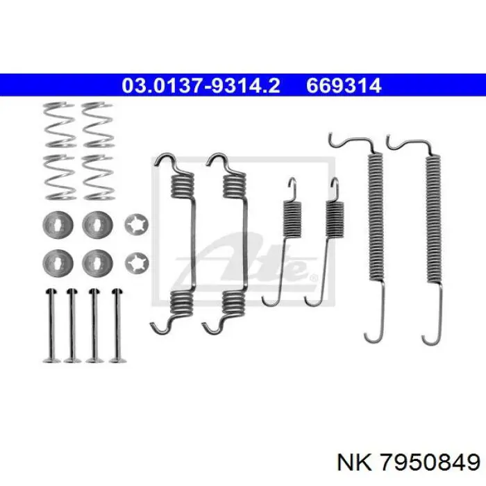 7950849 NK kit de montaje, zapatas de freno traseras