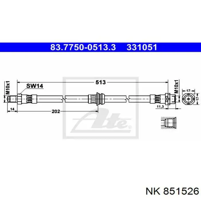 851526 NK tubo flexible de frenos trasero