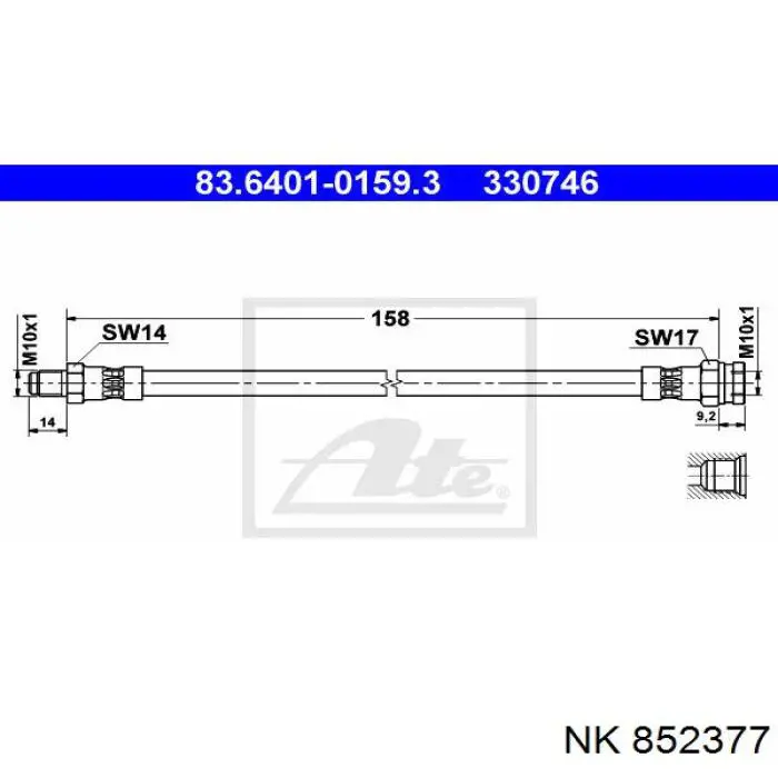 852377 NK tubo flexible de frenos trasero