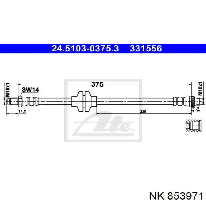 Latiguillo de freno delantero Renault Master 3 FV, JV