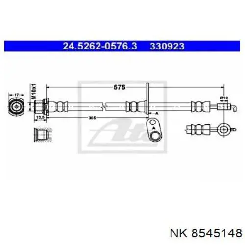 8545148 NK tubo flexible de frenos delantero izquierdo