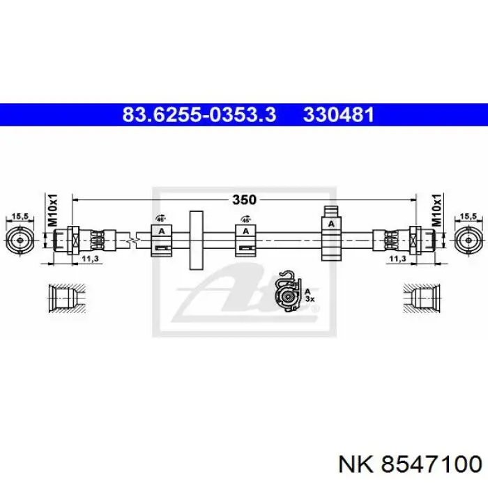 8547100 NK tubo flexible de frenos delantero izquierdo