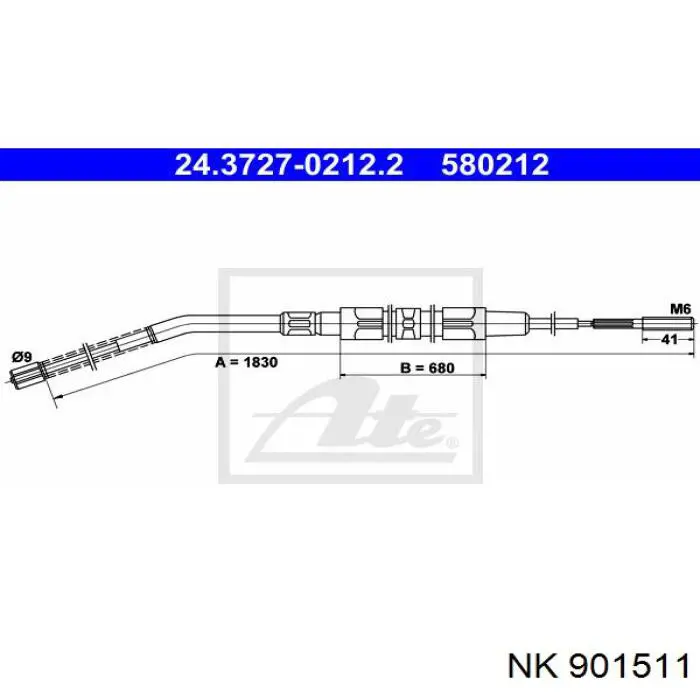 21515 Akron Malo cable de freno de mano trasero derecho/izquierdo