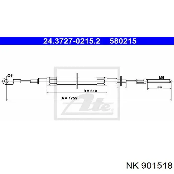 901518 NK cable de freno de mano trasero derecho/izquierdo