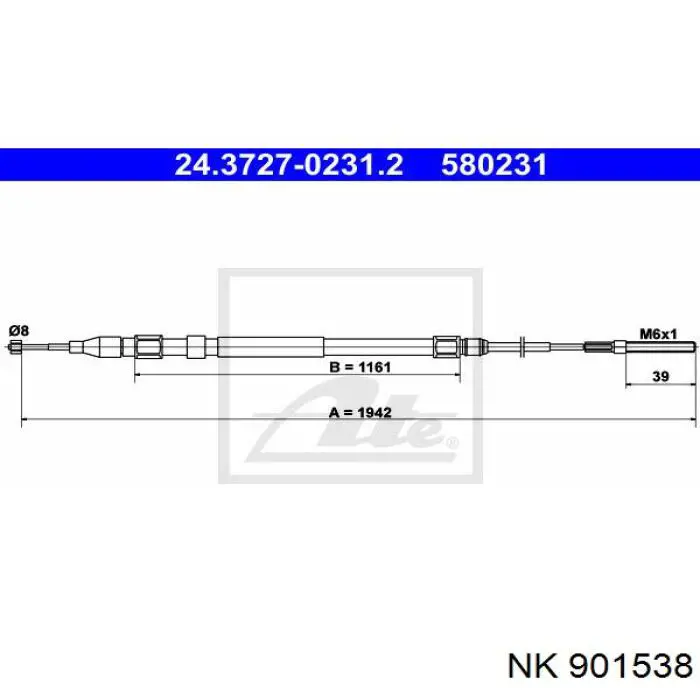 901538 NK cable de freno de mano trasero derecho/izquierdo