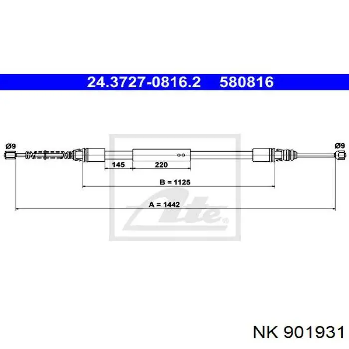 901931 NK cable de freno de mano trasero derecho/izquierdo