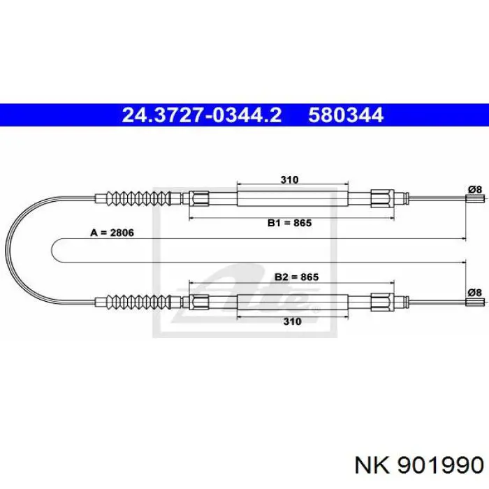 901990 NK cable de freno de mano trasero derecho/izquierdo