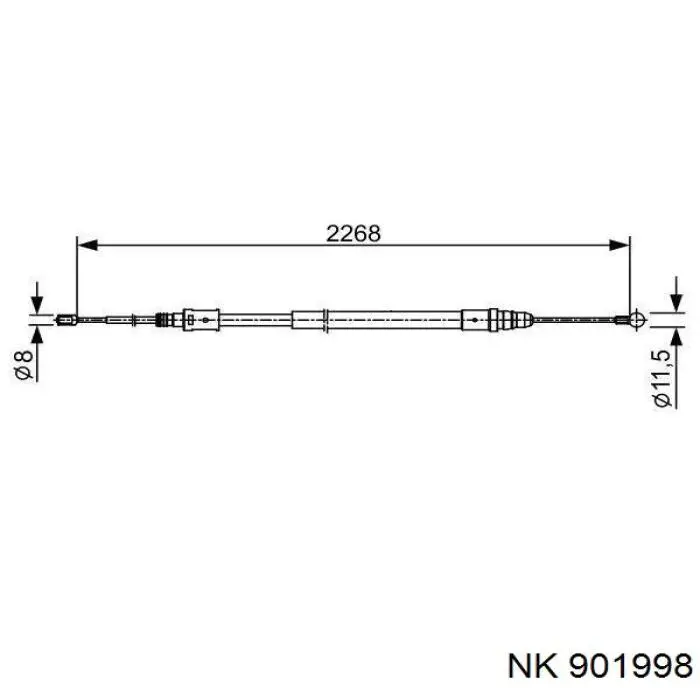 901998 NK cable de freno de mano trasero derecho/izquierdo