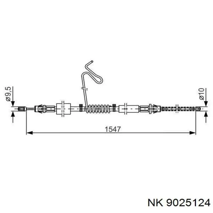 9025124 NK cable de freno de mano trasero izquierdo