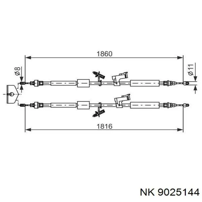 9025144 NK cable de freno de mano trasero derecho/izquierdo