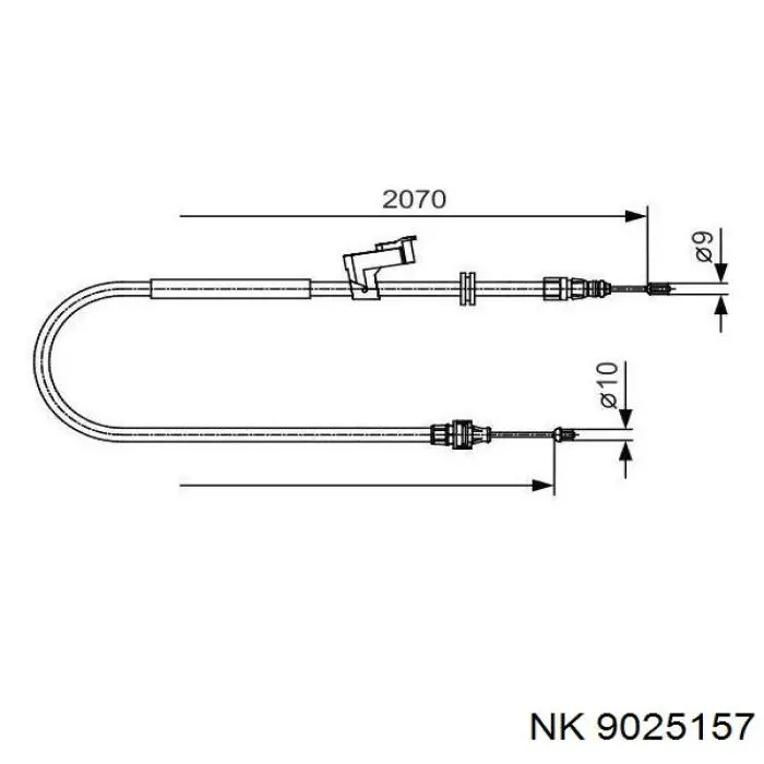 9025157 NK cable de freno de mano trasero izquierdo