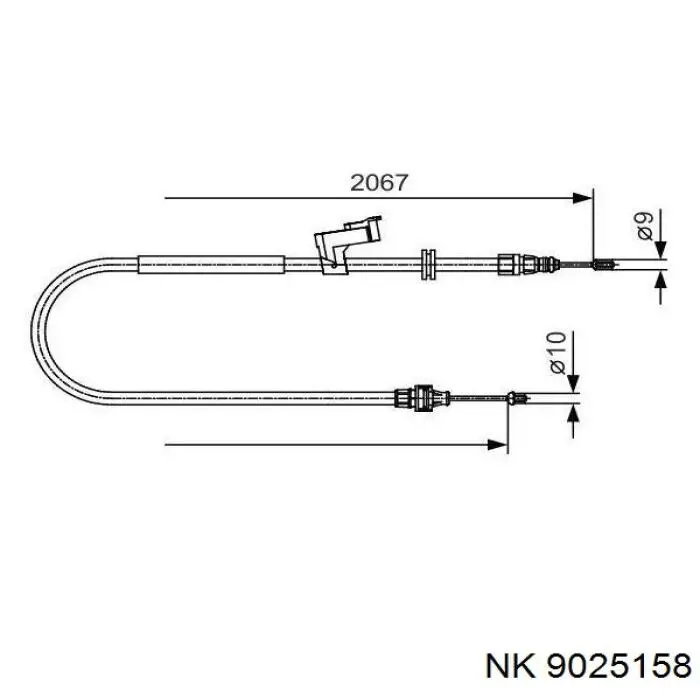 9025158 NK cable de freno de mano trasero derecho