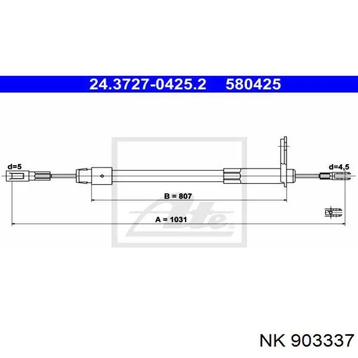 903337 NK cable de freno de mano trasero derecho