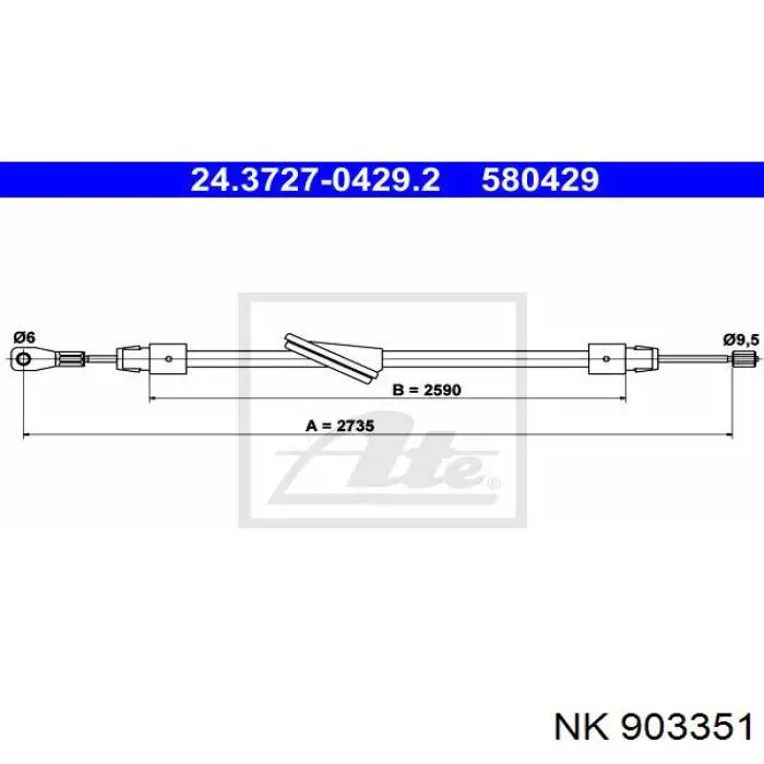 903351 NK cable de freno de mano delantero