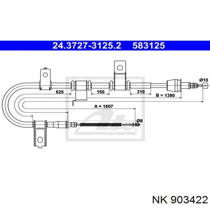 903422 NK cable de freno de mano trasero derecho