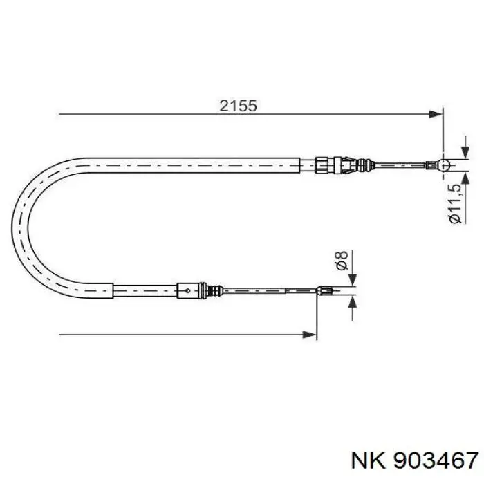 903467 NK cable de freno de mano trasero izquierdo