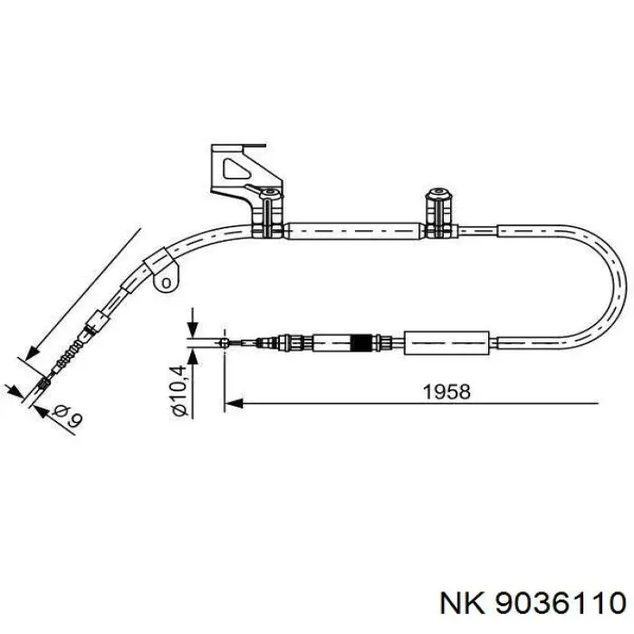 9036110 NK cable de freno de mano trasero izquierdo