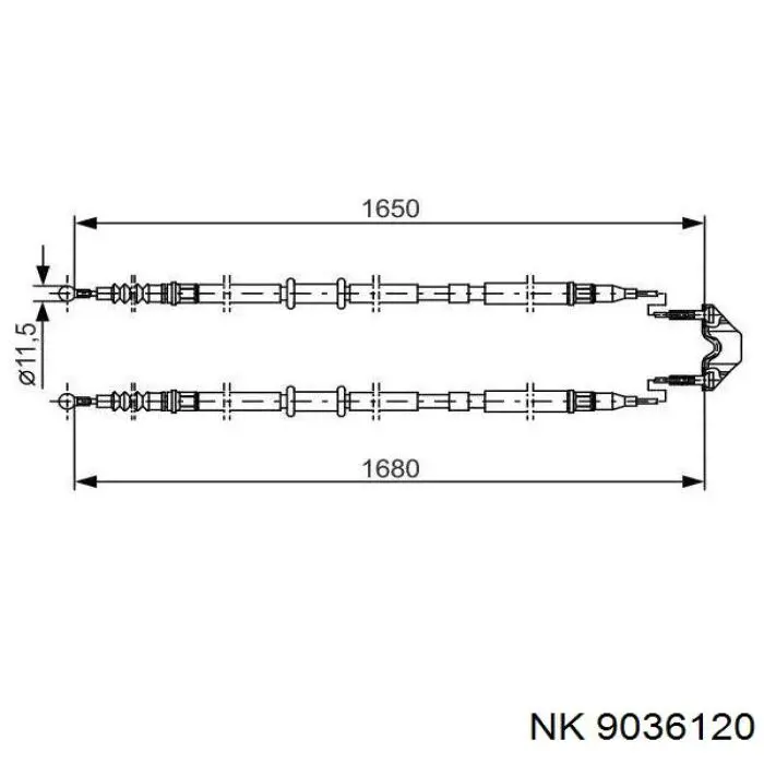 9036120 NK cable de freno de mano trasero derecho/izquierdo