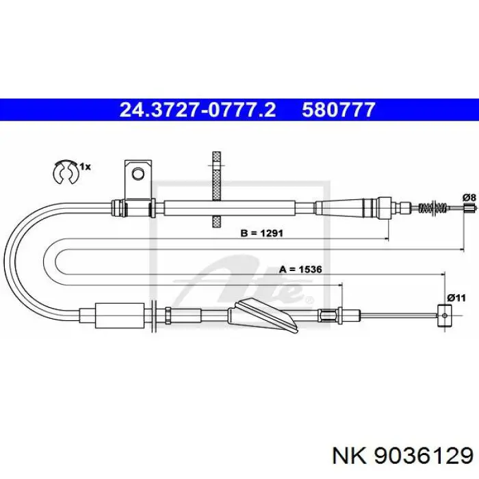 9036129 NK cable de freno de mano trasero izquierdo