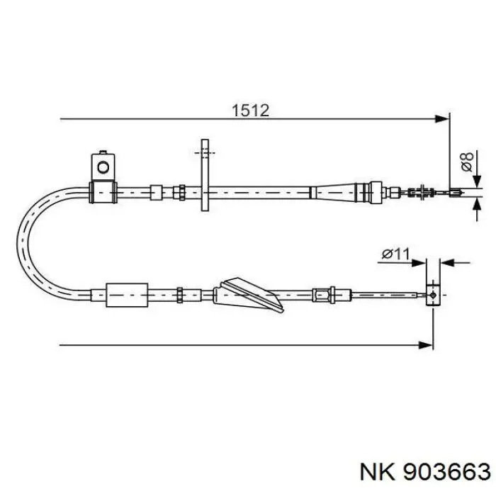 903663 NK cable de freno de mano trasero derecho/izquierdo