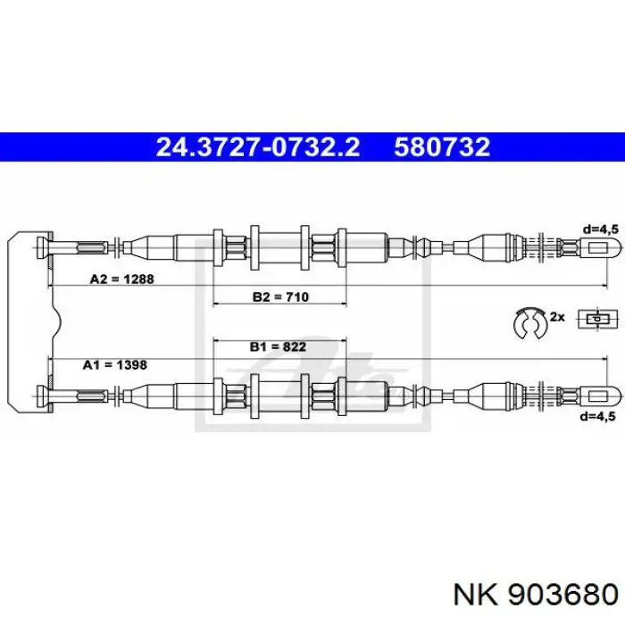 999175 SPJ Cable de freno de mano trasero derecho/izquierdo
