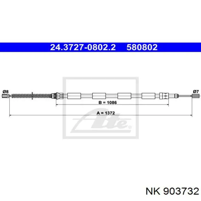 903732 NK cable de freno de mano trasero izquierdo