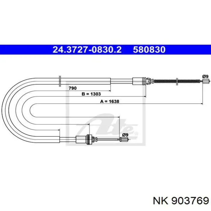 903769 NK cable de freno de mano trasero derecho/izquierdo