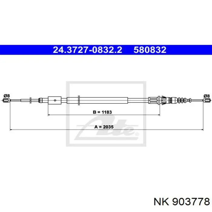 Cable de freno de mano trasero derecho/izquierdo 903778 NK
