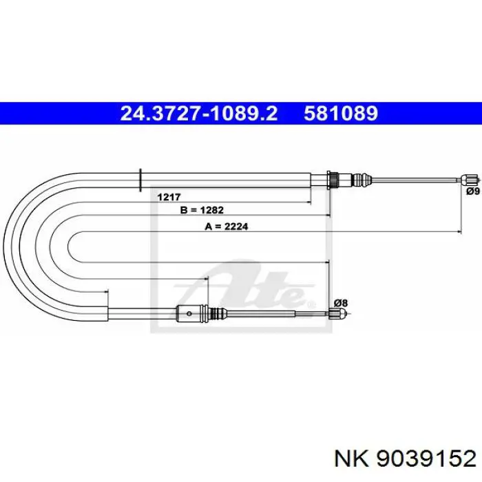 83117 Metalcaucho cable de freno de mano trasero derecho/izquierdo