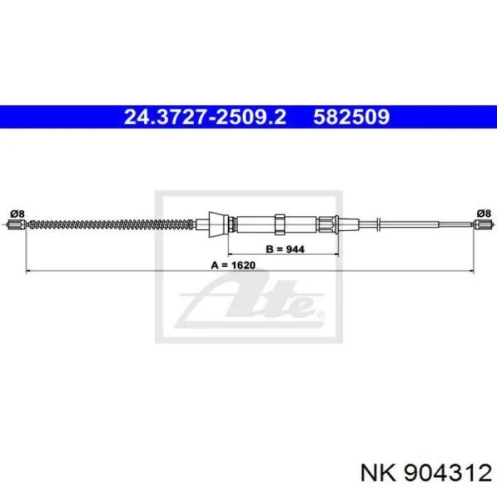 904312 NK cable de freno de mano trasero derecho/izquierdo